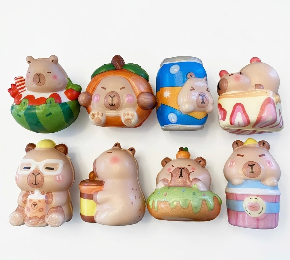 Lot de 8 squishy capybara amusant kawaii très cute et moelleux